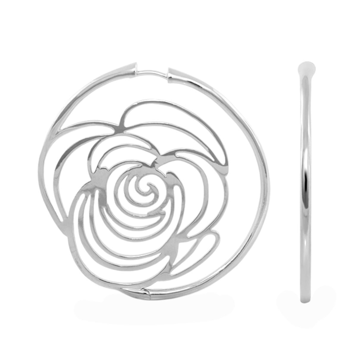 Rose Garden Earrings Open Rose Hoop silver tone with open rose motif Lauren G Adams on Tampa Home & Garden Store