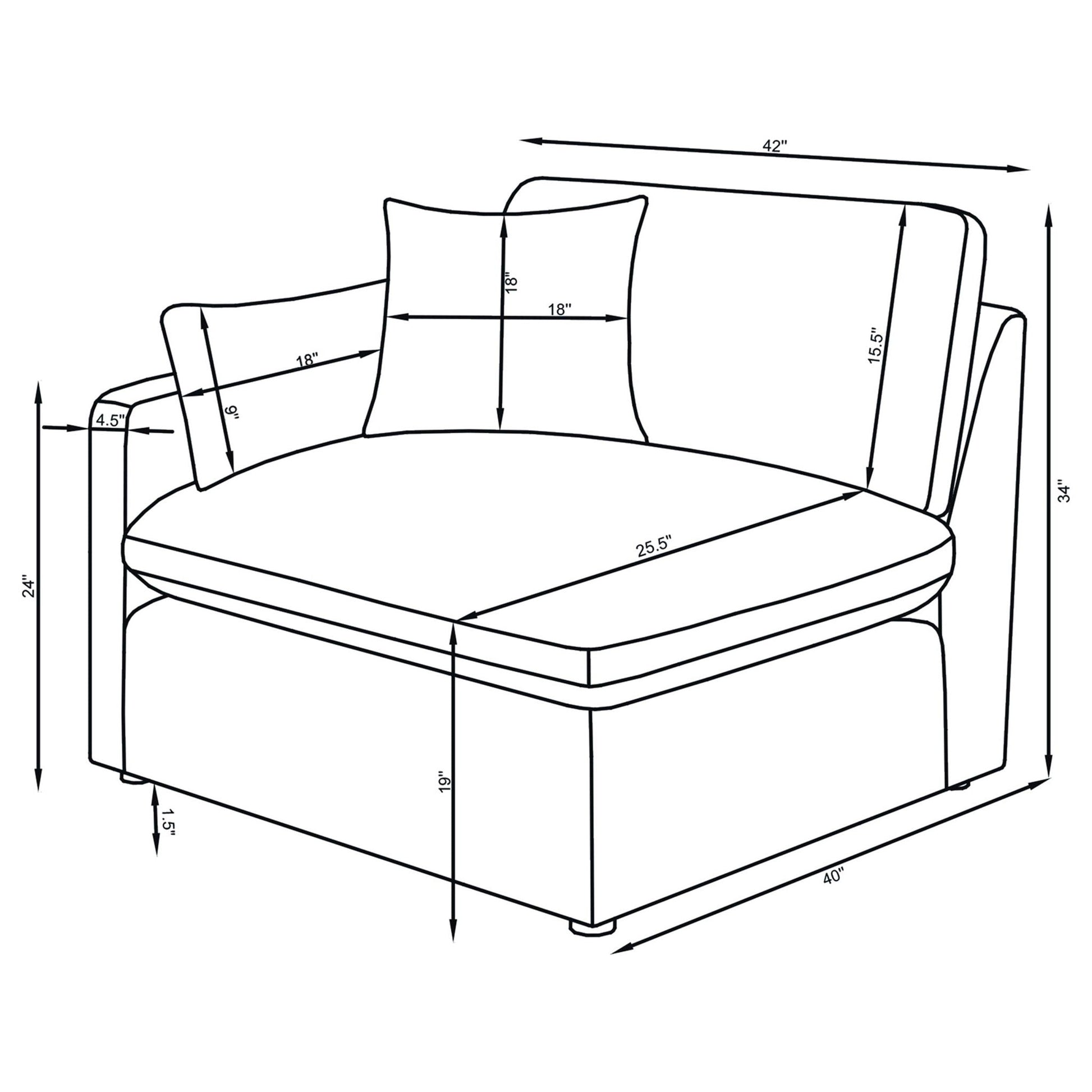 Greeley 6 Piece Upholstered Modular Sectional Sofa Ivory schematic with dimensions HouseOfZazla on Tampa Home & Garden Store