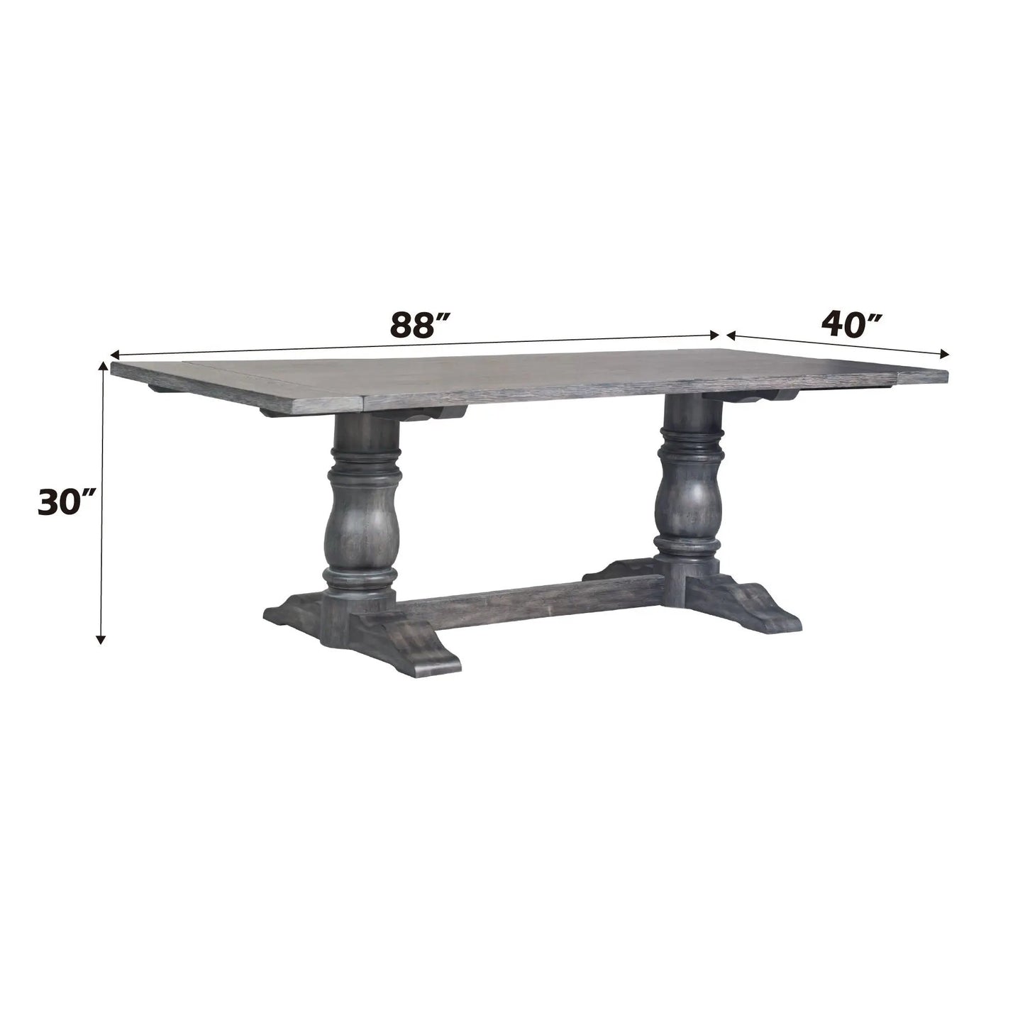 Leventis dining table Weathered Gray 88 in L x 40 in W with wood top on pedestal legs on Tampa Home & Garden Store