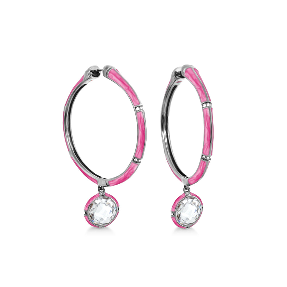 Prince Charming Cubic Zirconia Hoop Earrings enamel hoops with crystal drops by Lauren G Adams on Tampa Home & Garden Store