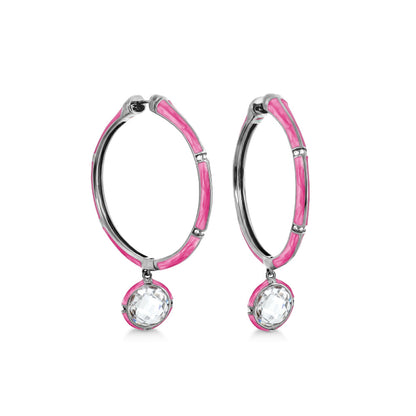 Prince Charming Cubic Zirconia Hoop Earrings enamel hoops with crystal drops by Lauren G Adams on Tampa Home & Garden Store
