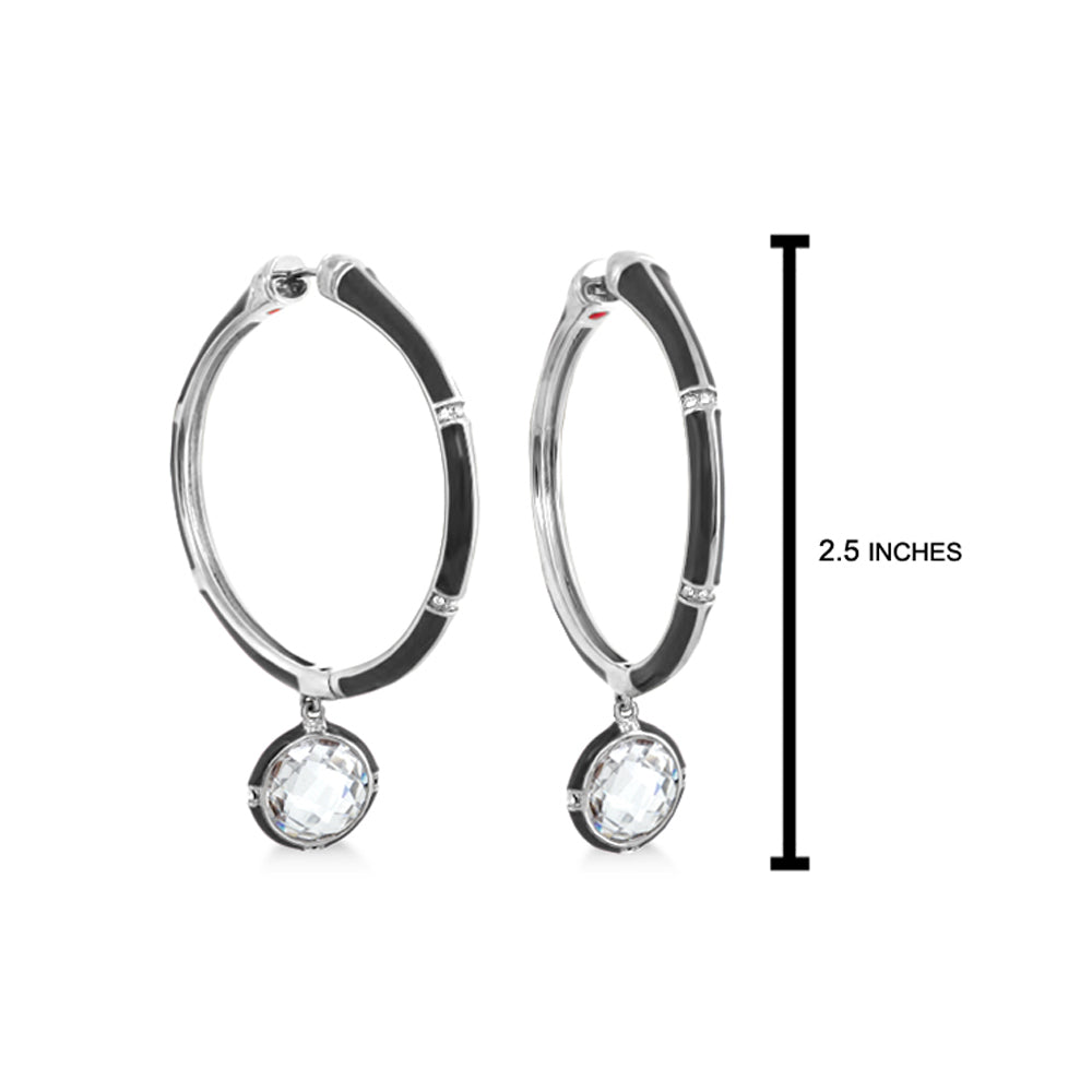 Prince Charming Cubic Zirconia Hoop Earrings — silver-tone hoops with crystal drops on Tampa Home & Garden Store
