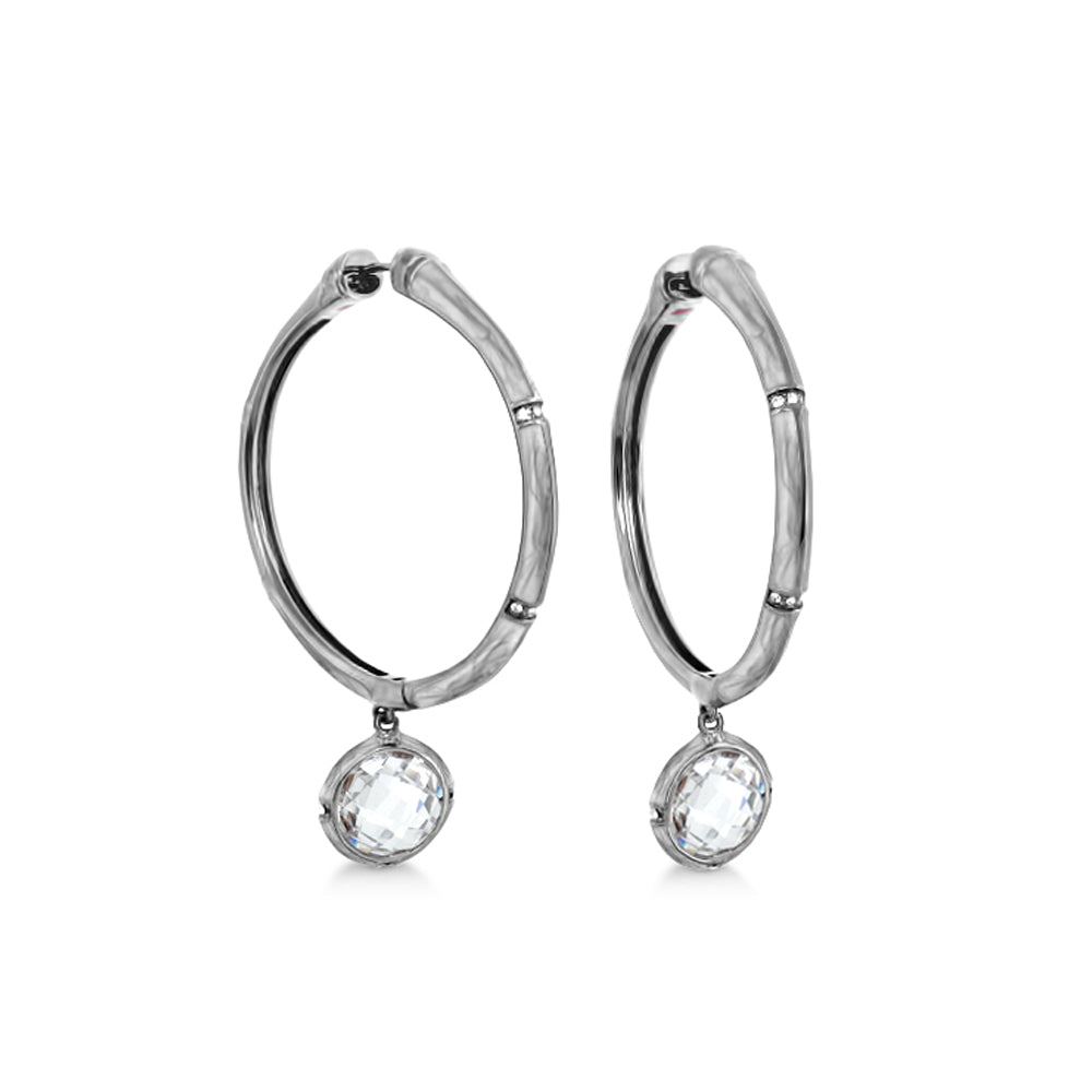 Prince Charming Cubic Zirconia Hoop Earrings by Lauren G Adams in silver with crystal drops on Tampa Home & Garden Store