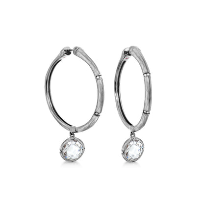 Prince Charming Cubic Zirconia Hoop Earrings by Lauren G Adams in silver with crystal drops on Tampa Home & Garden Store