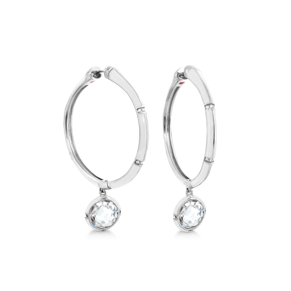 Prince Charming Cubic Zirconia Hoop Earrings silver hoops with crystal drop Lauren G Adams pair on Tampa Home & Garden Store