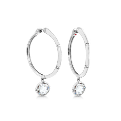 Prince Charming Cubic Zirconia Hoop Earrings silver hoops with crystal drop Lauren G Adams pair on Tampa Home & Garden Store