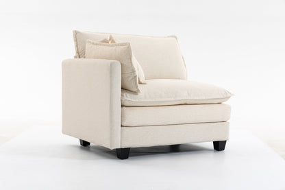 Modern 2-seat sectional sofa with waist pillows in beige fabric, dark tapered legs on Tampa Home & Garden Store