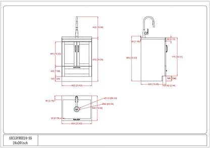 Deluxe Laundry Cabinet With Sink And Faucet Unit vanity HouseOfZazla blueprint front view on Tampa Home & Garden Store