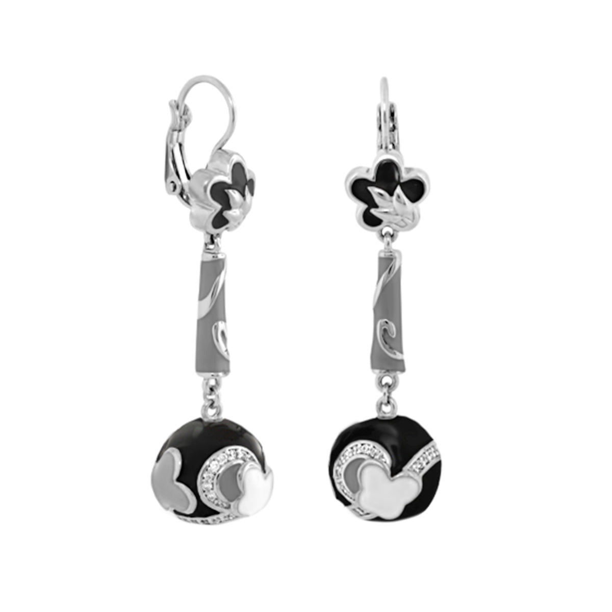 You Neek earrings pair by Lauren G Adams with floral lever-back tops and black bead drops on Tampa Home & Garden Store