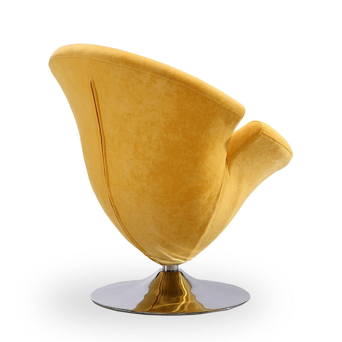 Tulip Swivel Lounge Chair in golden velvet with 360° rotation and chrome base on Tampa Home & Garden Store