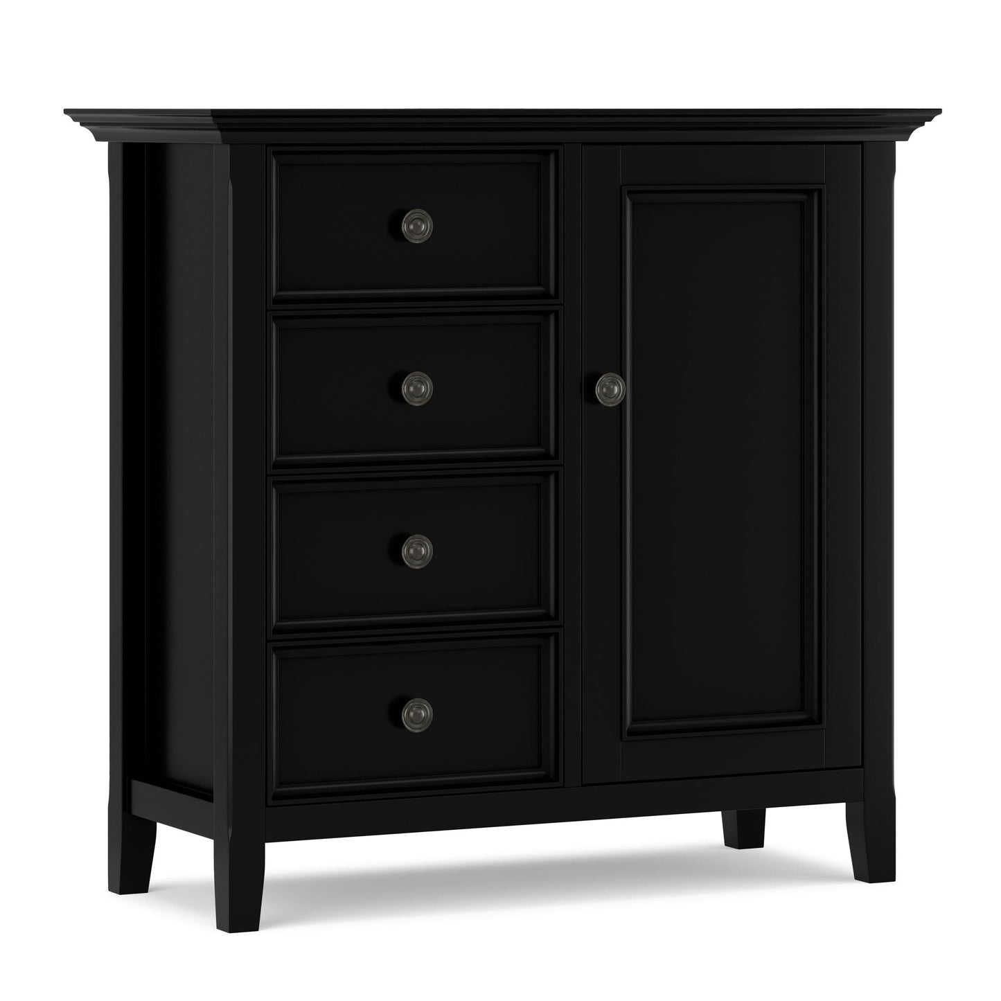 Amherst handcrafted medium storage cabinet black with stacked drawers and a door on Tampa Home & Garden Store