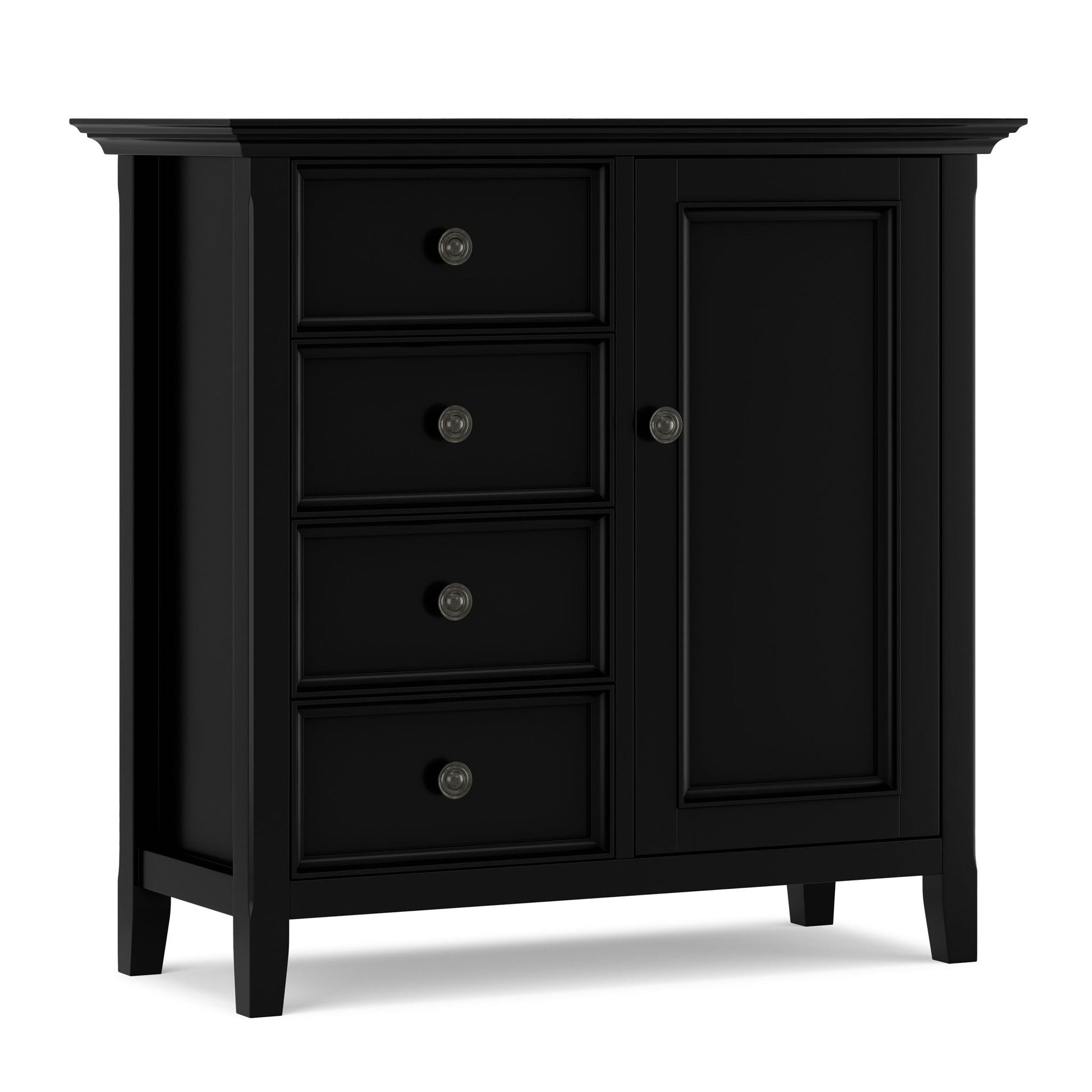 Amherst handcrafted medium storage cabinet black with stacked drawers and a door on Tampa Home & Garden Store