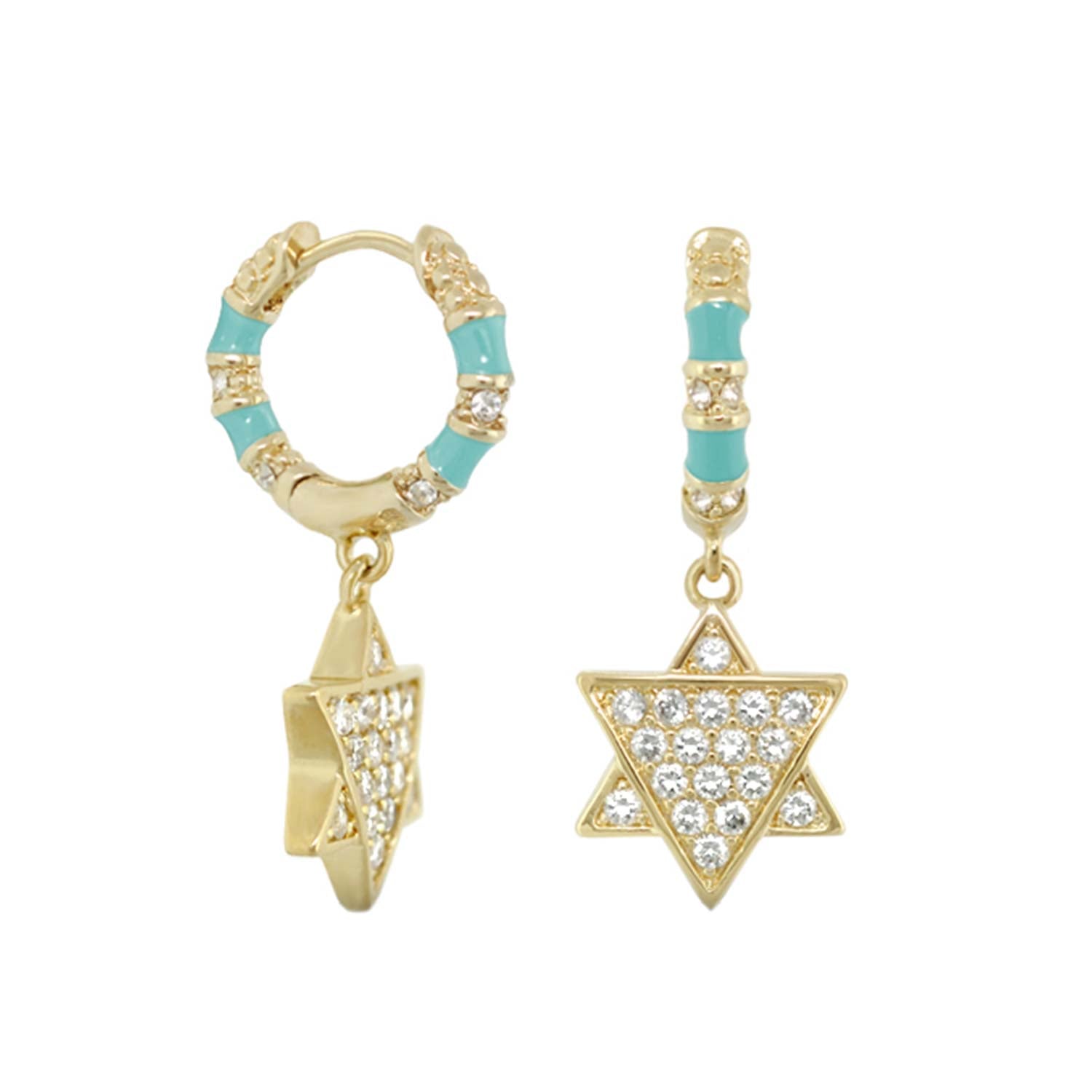 Star of David Earrings by Lauren G Adams, turquoise enamel and crystal star charms on Tampa Home & Garden Store