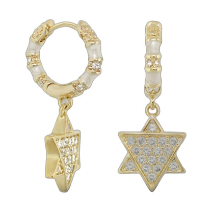 Star of David earrings in gold-tone with pavé crystals on textured hoop and star pendant on Tampa Home & Garden Store