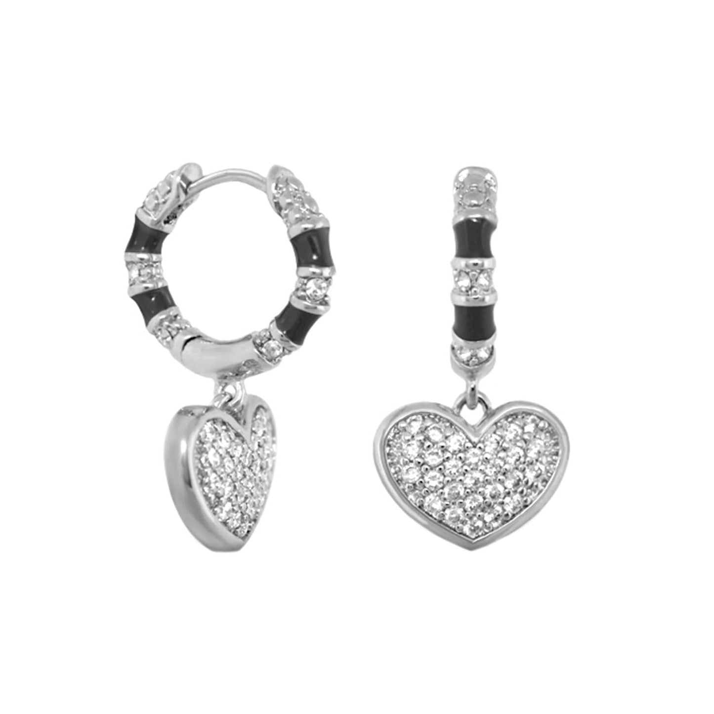 Charming 2 Earrings Pavé Heart Drop by Lauren G Adams, hoops with pavé hearts, 2-piece set on Tampa Home & Garden Store