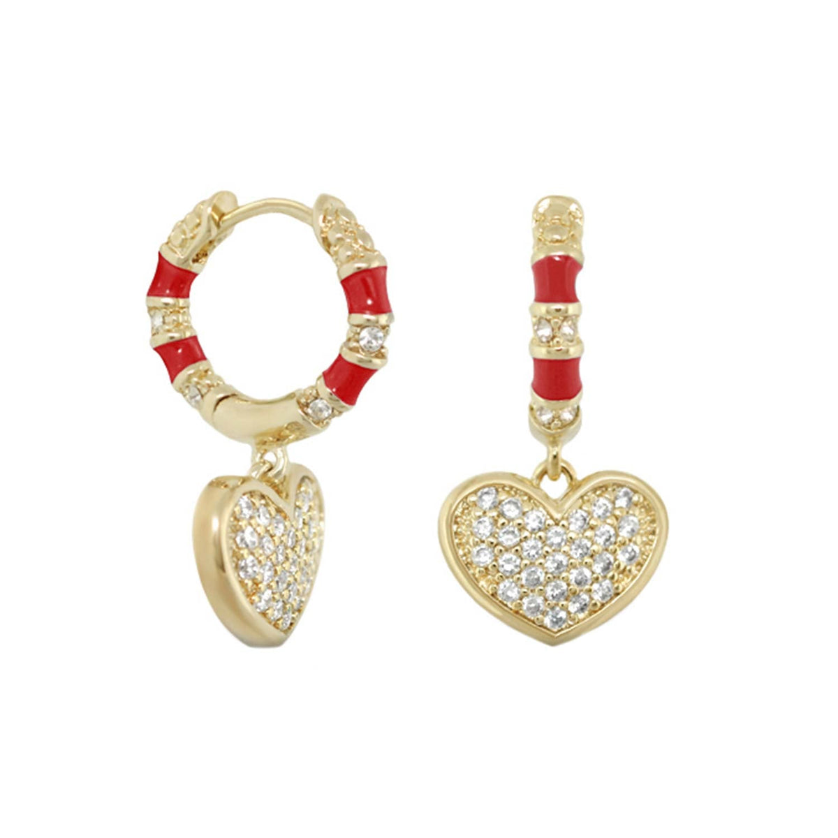 Charming 2 Earrings Pavé Heart Drop by Lauren G Adams, red enamel and crystal hearts on Tampa Home & Garden Store