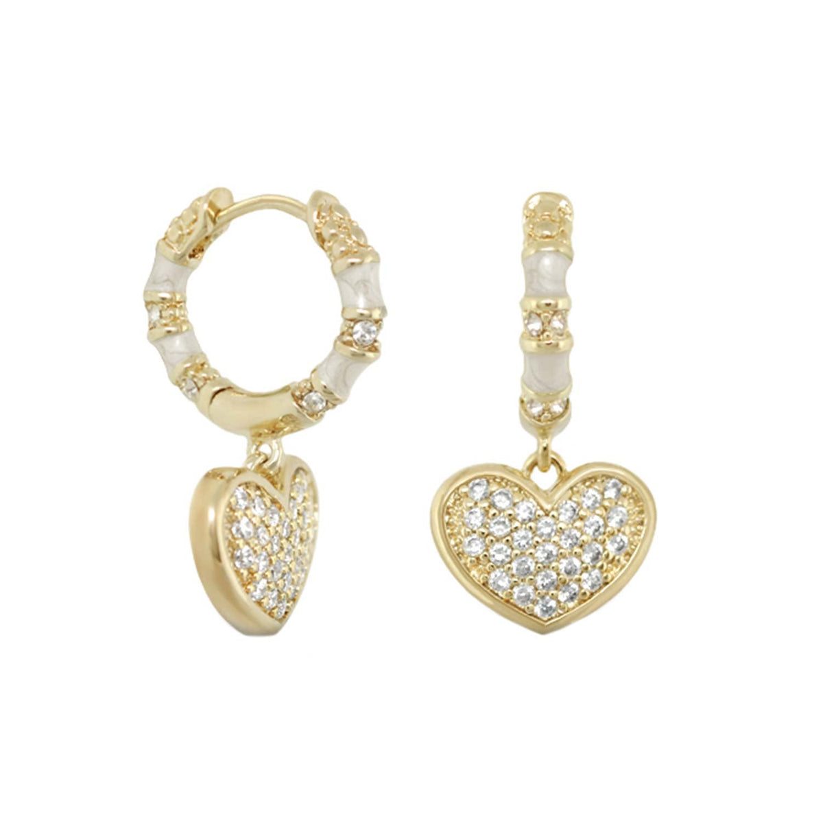 Charming 2 Earrings Pavé Heart Drop gold hoops with crystal heart pendants Lauren G Adams on Tampa Home & Garden Store