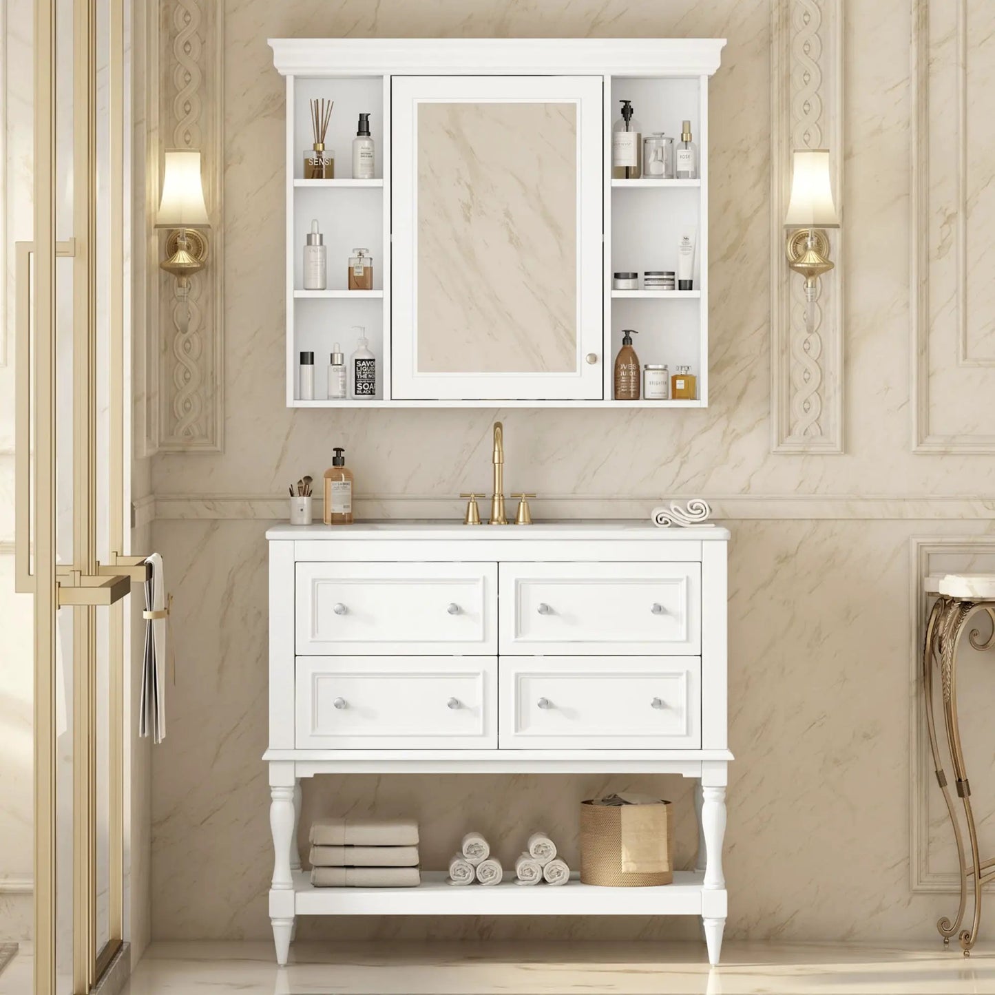 Bathroom Vanity With Medicine Cabinet and Drawers