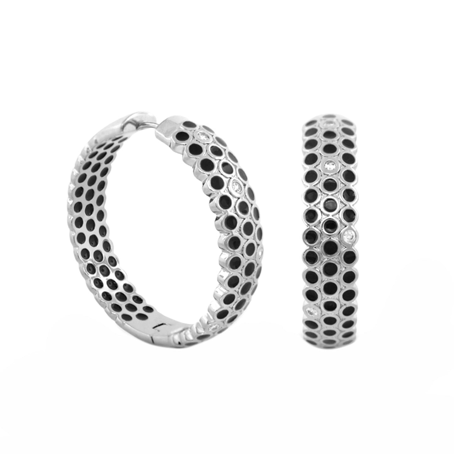 Fun Bubbles Earrings pair of bubble hoop earrings with black enamel dots by Lauren G Adams on Tampa Home & Garden Store