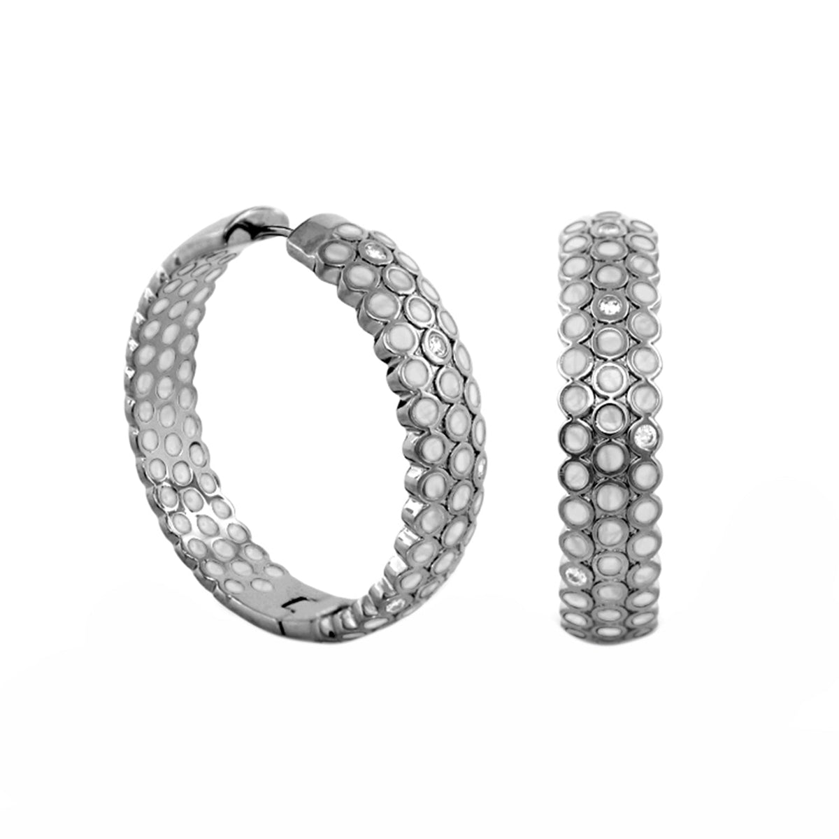 Fun Bubbles earrings pair, silver-tone bubble-textured hoops by Lauren G Adams on Tampa Home & Garden Store