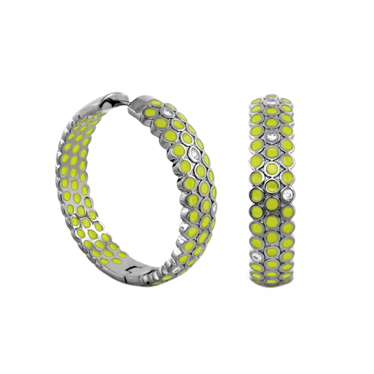 Fun Bubbles earrings pair with lime green bubble accents on silver-tone hoops by Lauren G Adams on Tampa Home & Garden Store