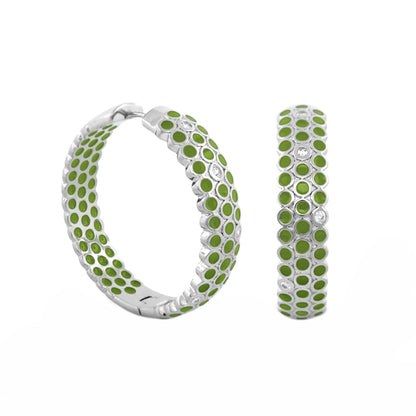 Fun Bubbles earrings set of two green enamel bubble hoops in silver by Lauren G Adams on Tampa Home & Garden Store
