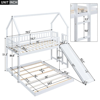 House Bunk Bed With Slide And Built In Ladder white bunk bed with built-in ladder and slide on Tampa Home & Garden Store