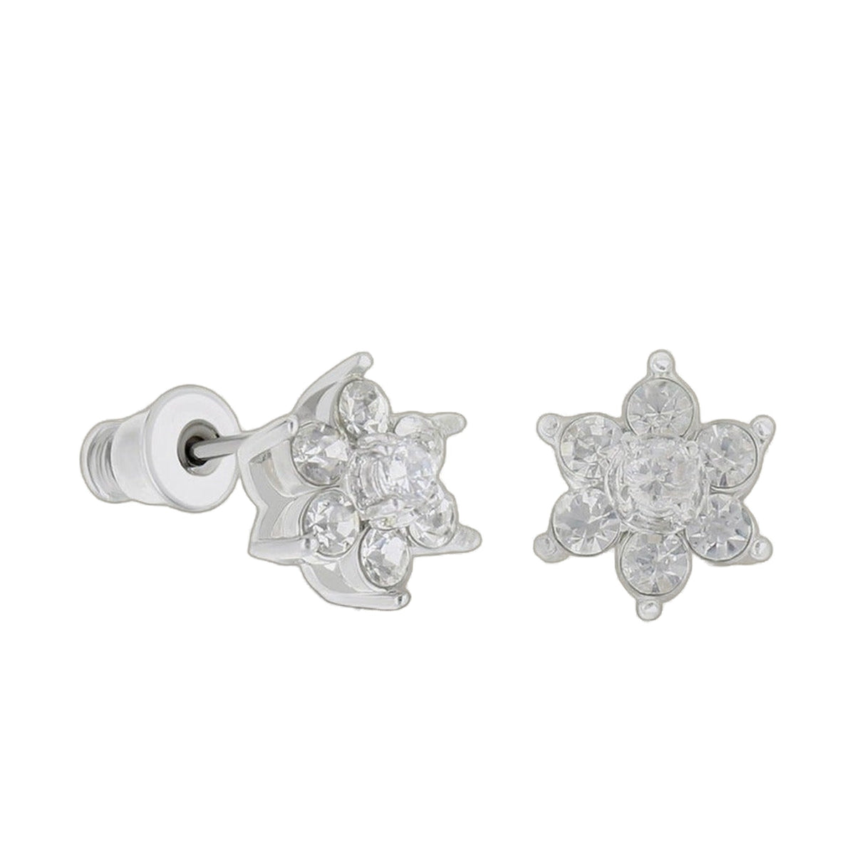 Lga flower stud earrings by Lauren G Adams, clear crystal flower button studs on silver posts on Tampa Home & Garden Store