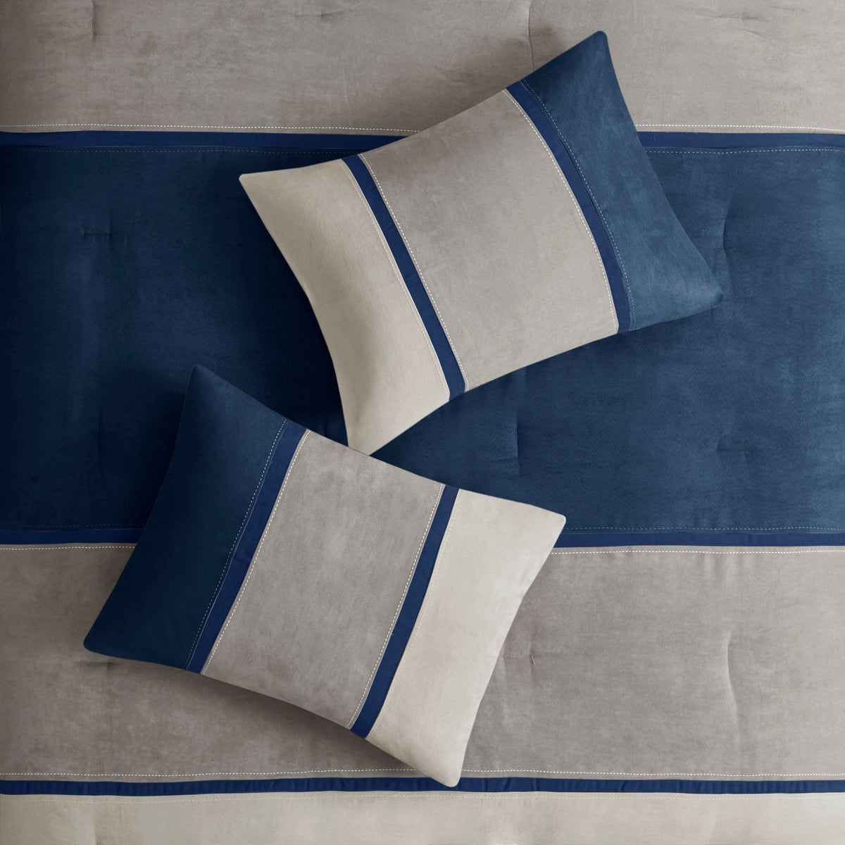 Blue Faux Suede Comforter Set and Shams King