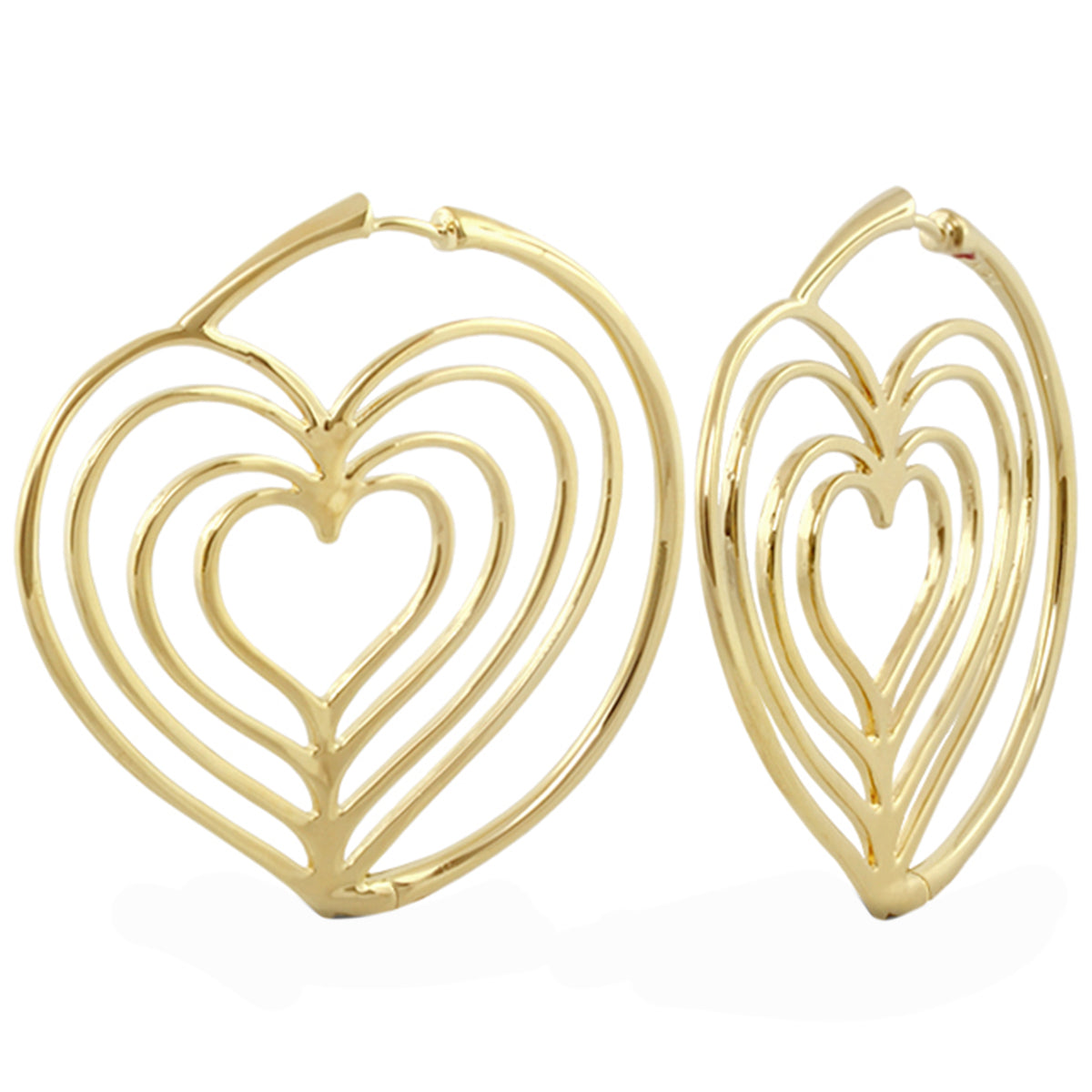 Heart hoop earrings by Lauren G Adams, gold-tone layered heart hoops, pair on Tampa Home & Garden Store