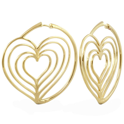 Heart hoop earrings by Lauren G Adams, gold-tone layered heart hoops, pair on Tampa Home & Garden Store