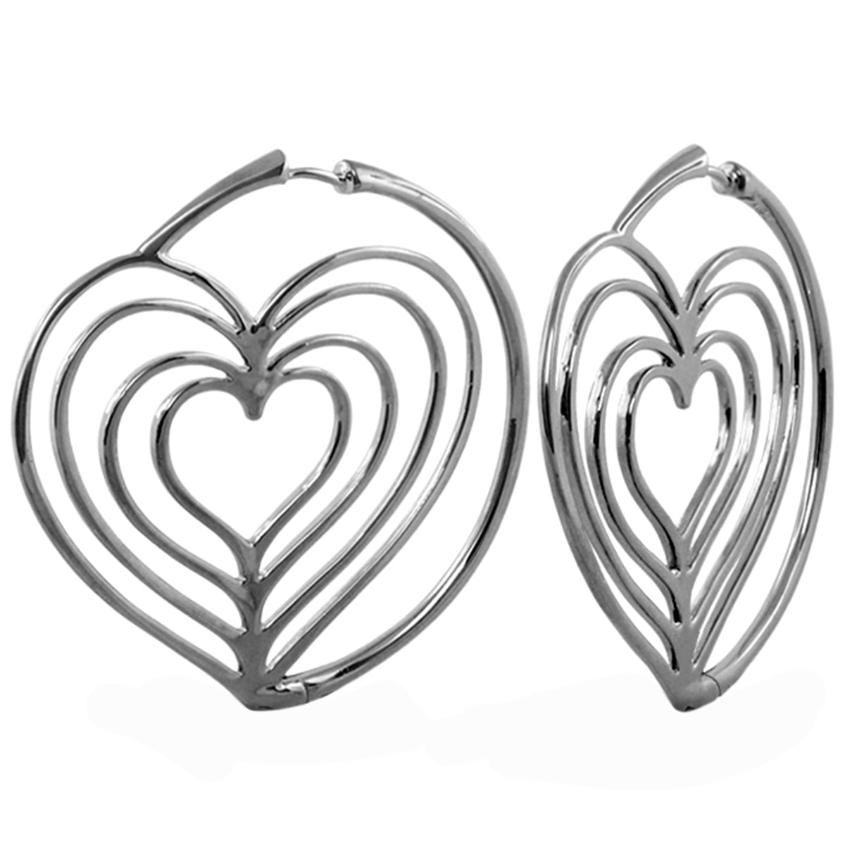 Heart Hoop Earrings by Lauren G Adams in silver-tone metal with layered heart hoops on Tampa Home & Garden Store