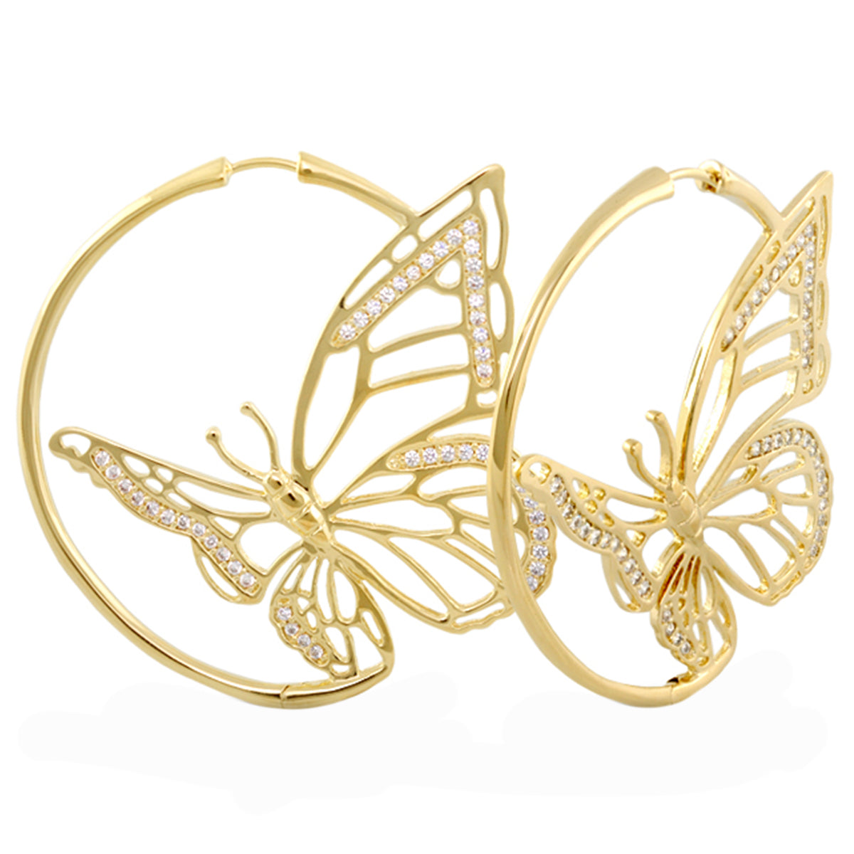 Rose Garden Butterfly Earrings pair gold-tone butterfly hoops with crystal pavé Lauren G Adams on Tampa Home & Garden Store