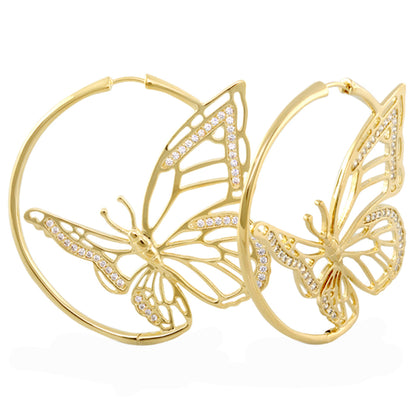 Rose Garden Butterfly Earrings pair gold-tone butterfly hoops with crystal pavé Lauren G Adams on Tampa Home & Garden Store