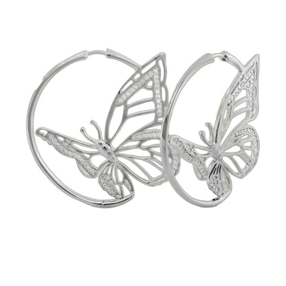Rose Garden Butterfly Earrings pair, silver-tone metal with pave crystals by Lauren G Adams on Tampa Home & Garden Store