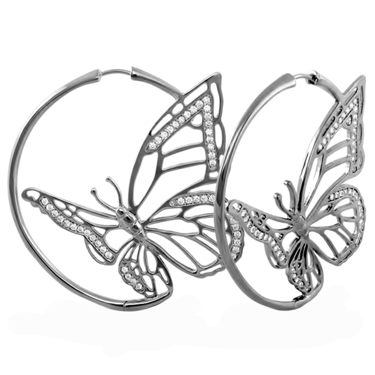 Rose Garden Butterfly Earrings by Lauren G Adams, silver crystal butterfly accents, pair on Tampa Home & Garden Store