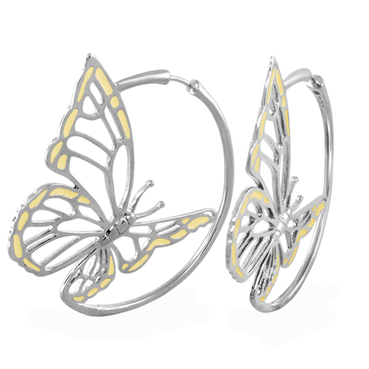 Rose Garden Butterfly Earrings by Lauren G Adams, yellow enamel butterfly wings on Tampa Home & Garden Store