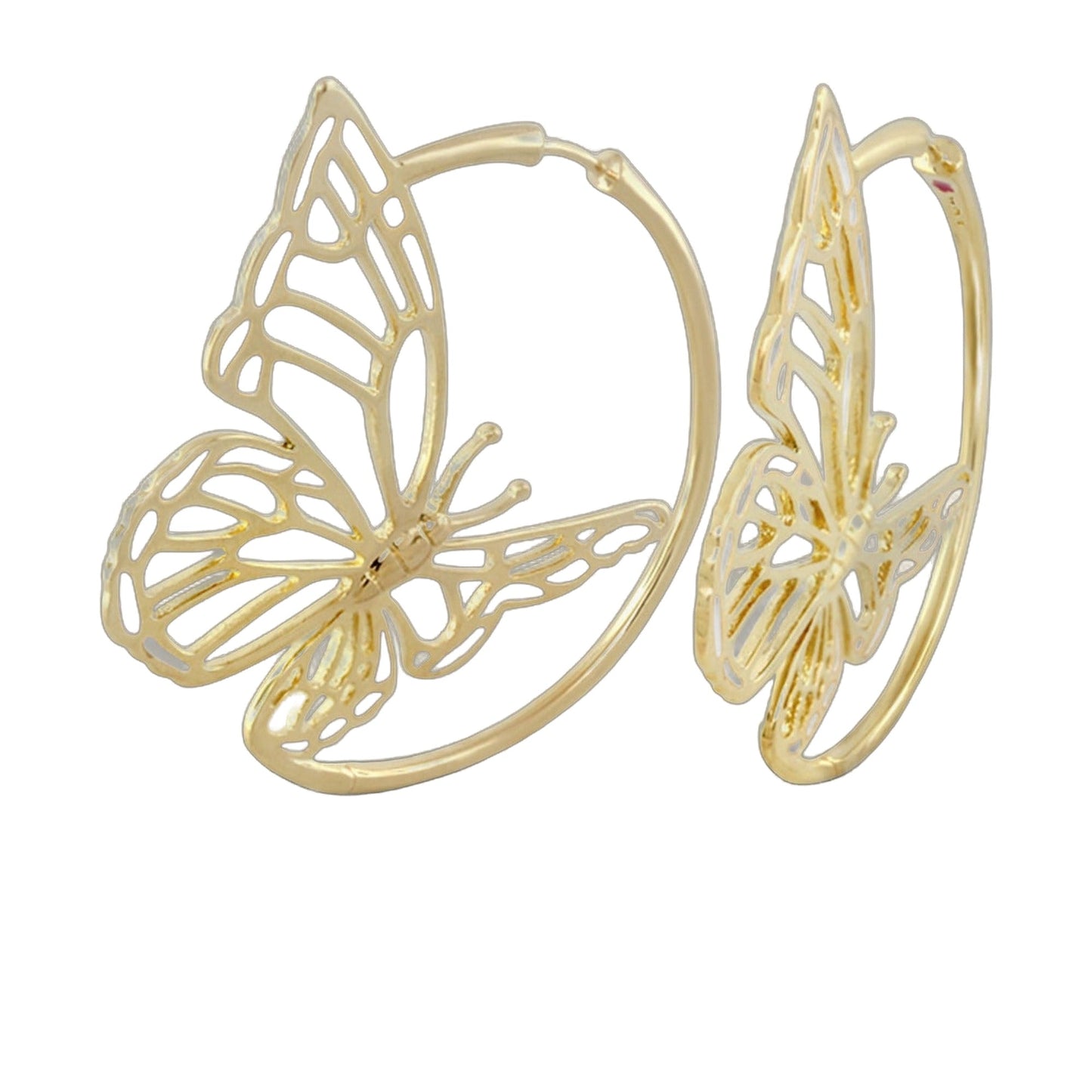 Rose Garden Butterfly Earrings by Lauren G Adams, gold-tone butterfly wing hoops, pair on Tampa Home & Garden Store