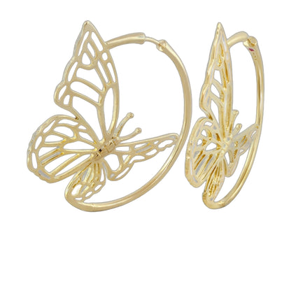 Rose Garden Butterfly Earrings by Lauren G Adams, gold-tone butterfly wing hoops, pair on Tampa Home & Garden Store