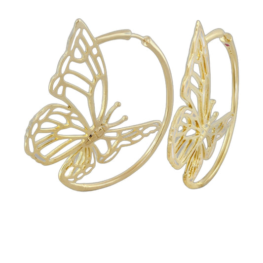 Rose Garden Butterfly Earrings by Lauren G Adams, gold-tone butterfly wing hoops, pair on Tampa Home & Garden Store