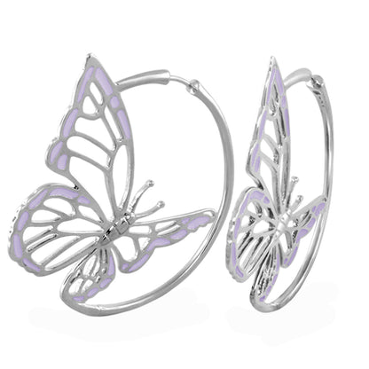 Rose Garden Butterfly Earrings pair by Lauren G Adams, silver-tone with lavender enamel on Tampa Home & Garden Store