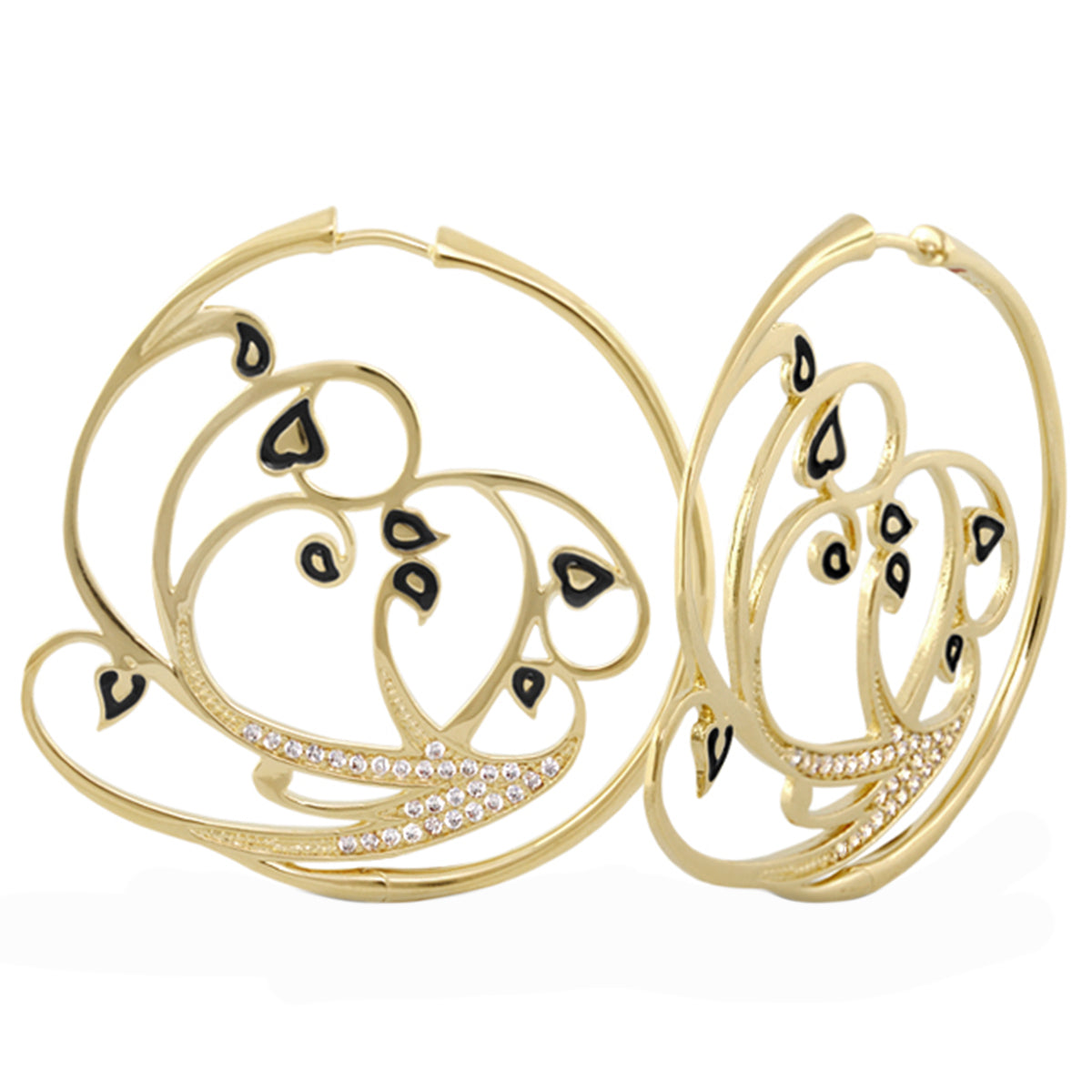 Black Rose Garden Leaves Earrings and Gold Plated