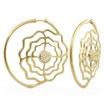 Rose Garden Earrings — Pavé Rose Hoop pair, gold-tone with pavé crystals, Lauren G Adams on Tampa Home & Garden Store