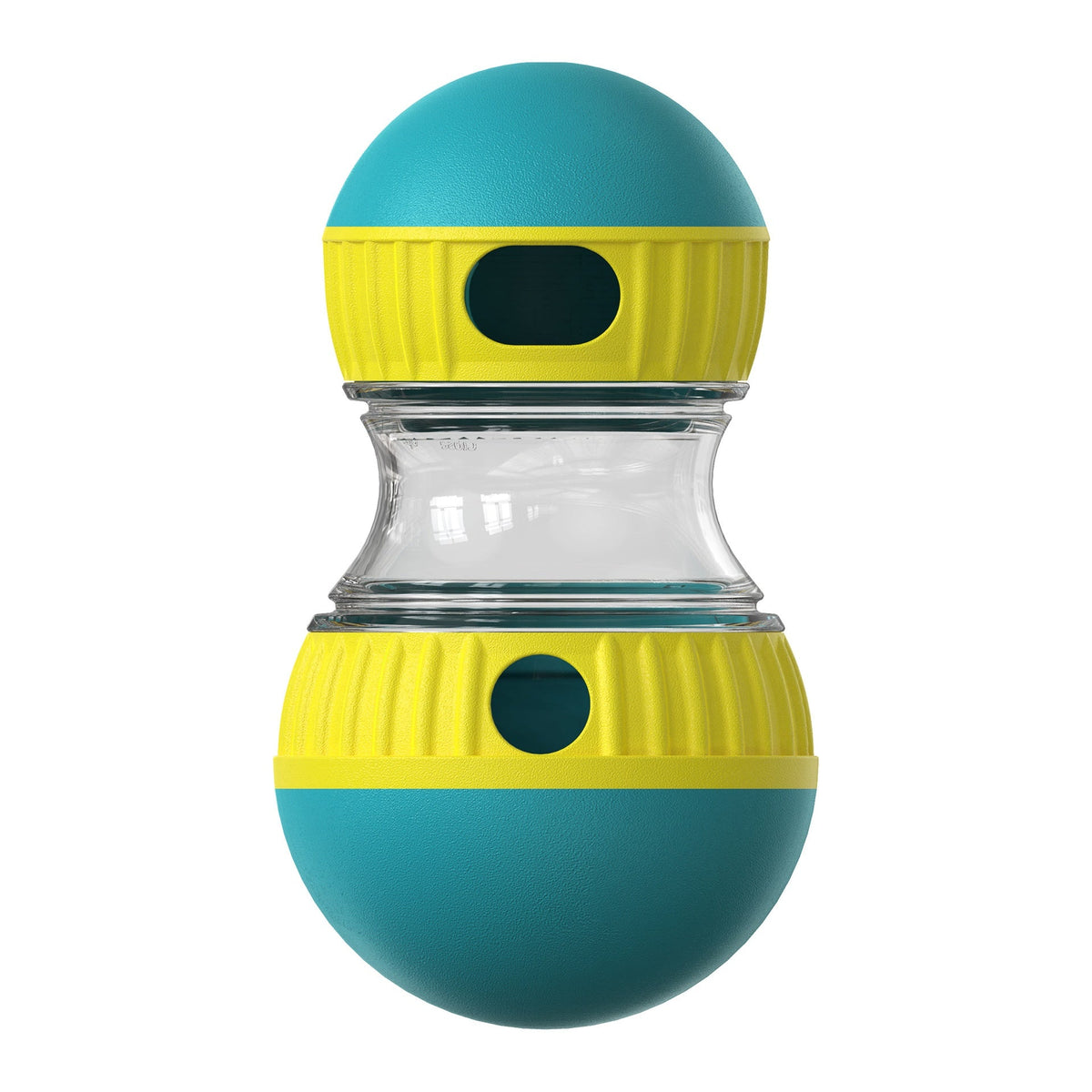 Food dispensing dog toy tumbler ball blue/yellow, interactive slow-feeding puzzle for pets on Tampa Home & Garden Store