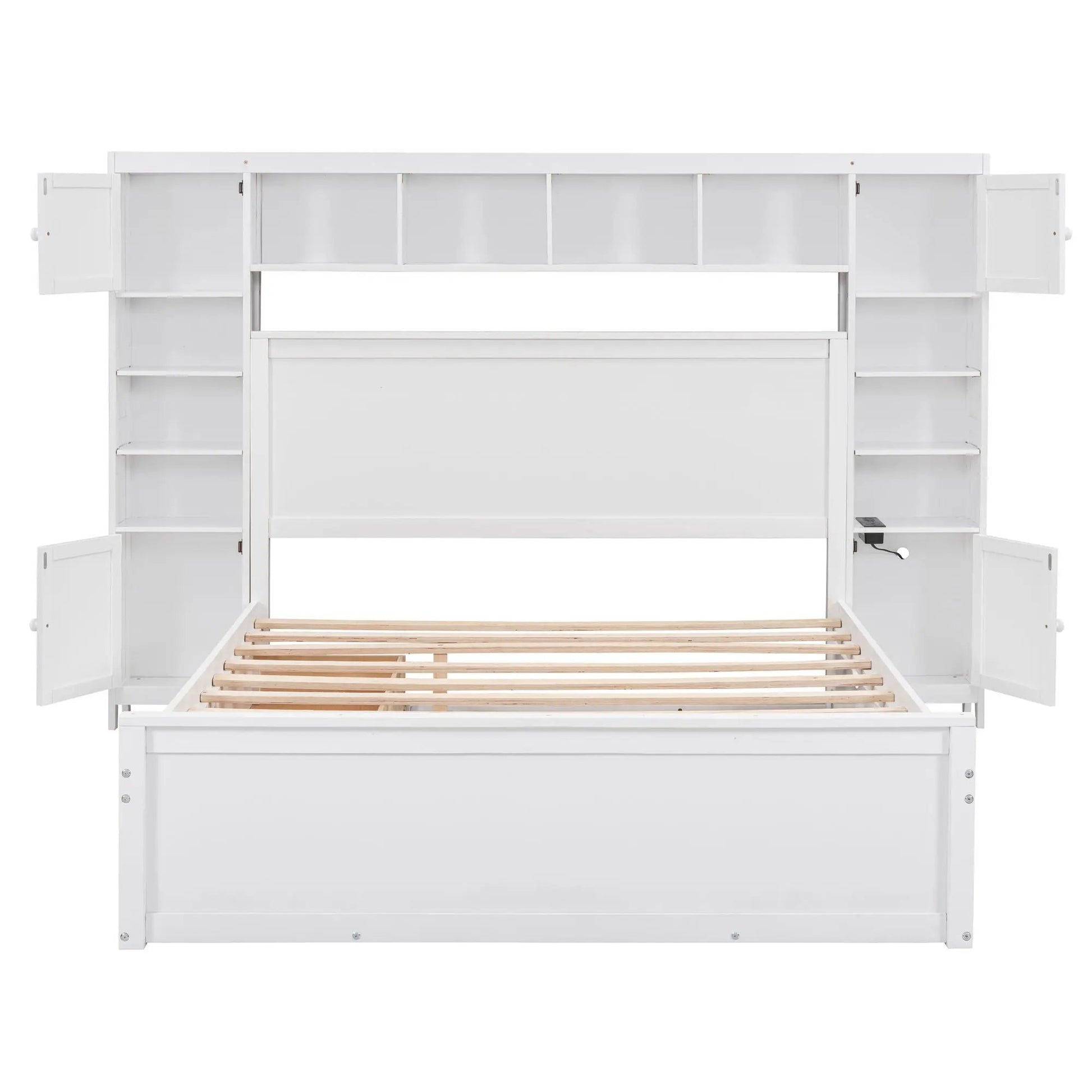 White cabinet bed with side storage and cubbies; twin long trundle by Unique Piece on Tampa Home & Garden Store