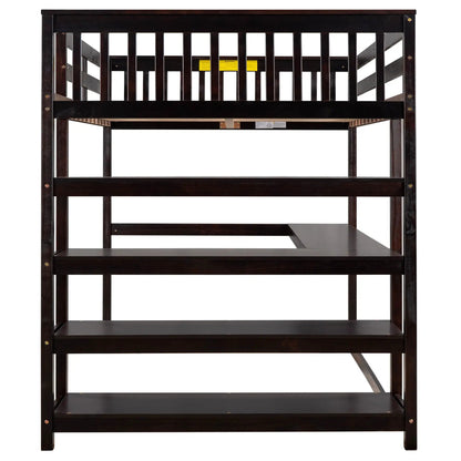 Loft Bed with Storage Shelves and Under Bed Desk