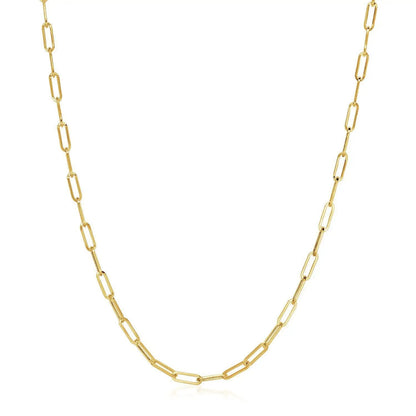 14K yellow gold wide paperclip chain necklace 3.3mm by Bids.com on Tampa Home & Garden Store