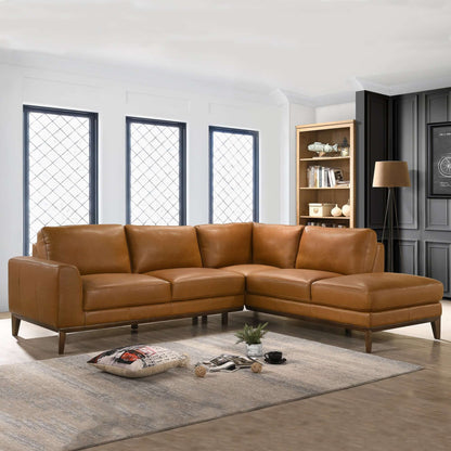London Sectional Sofa Left Facing tan leather with left chaise by HouseOfZazla on Tampa Home & Garden Store
