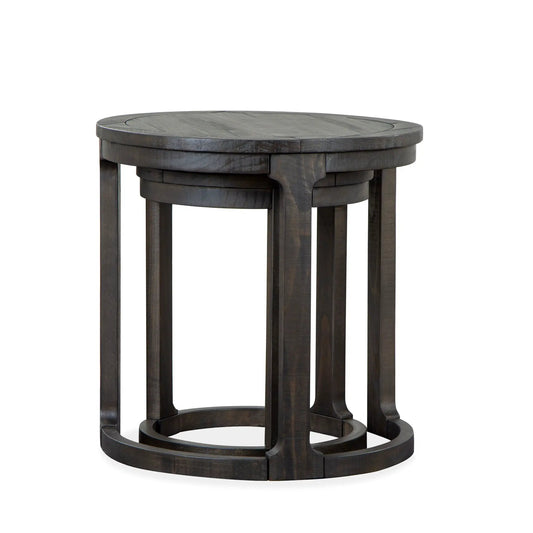Boswell round nesting end table Peppercorn finish dark wood by Unique Piece Furniture on Tampa Home & Garden Store