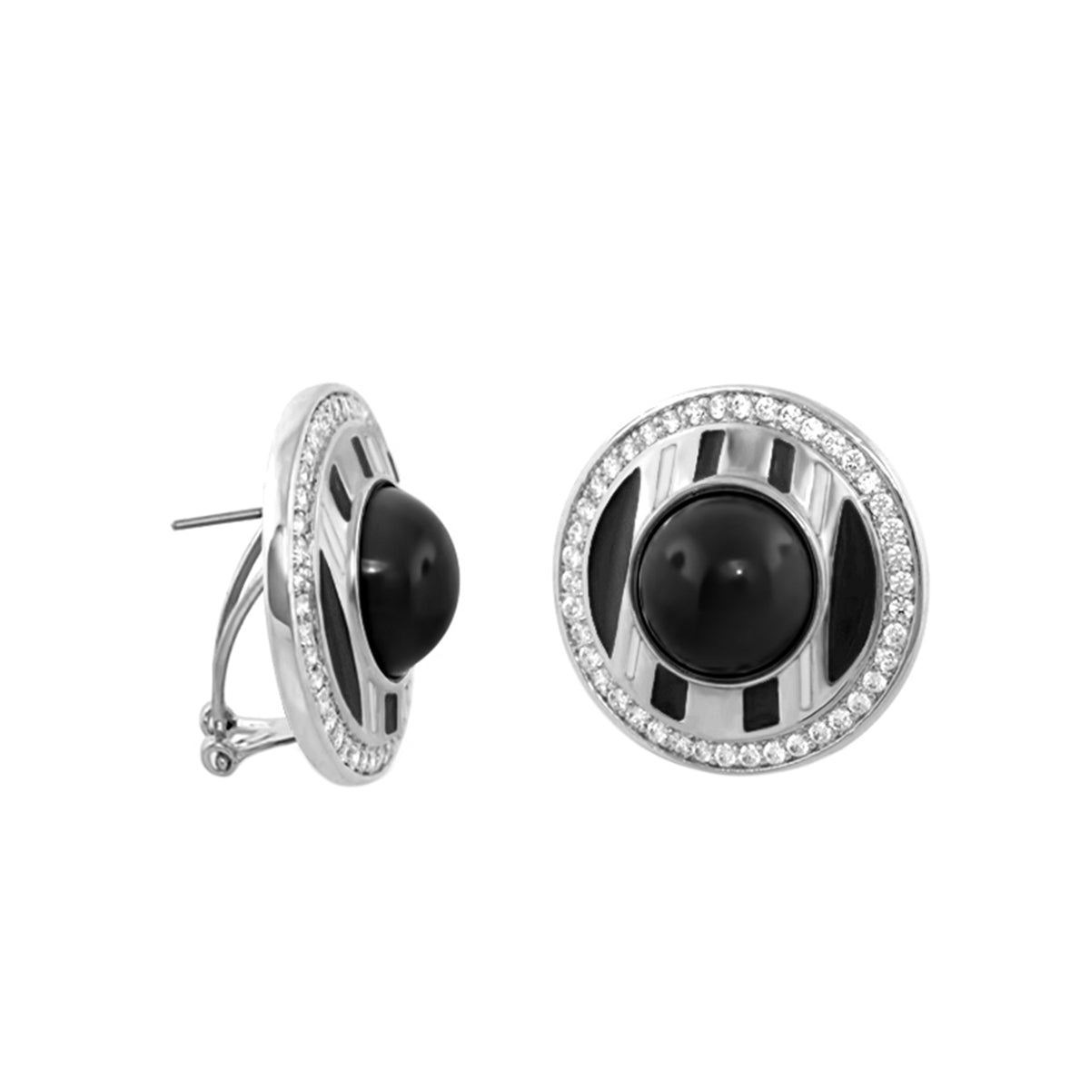 Chunky Town Earrings Open Bar Cabochon black cabochon with crystal halo Lauren G Adams on Tampa Home & Garden Store